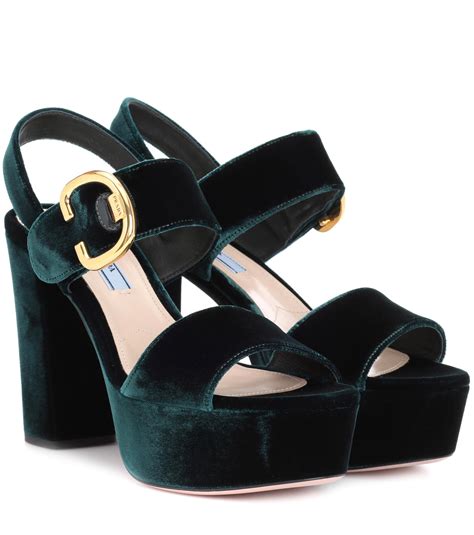 prada velvet platform sandals green|Prada platform sandals sale.